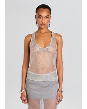 retroféte Azalea Embellished Tank - White