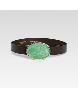 retroféte Dagmar High Waist Leather Belt - Green