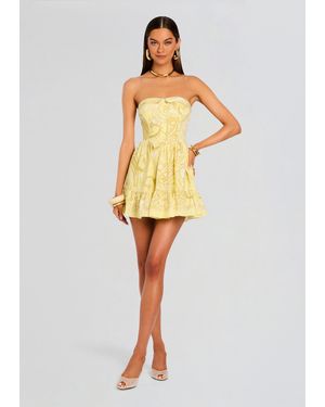 Hemant & Nandita Fiza Strapless Short Dress - Yellow