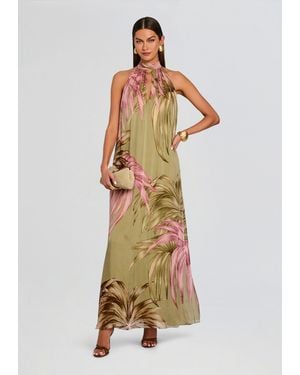 Rococo Sand Fawn Flared Maxi Dress - Green