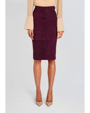 retroféte Marcella Suede Leather Skirt - Red