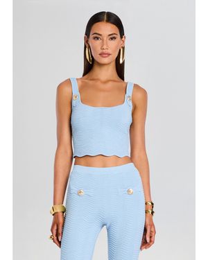 retroféte Aloe Metallic Rib Knit Top - Blue