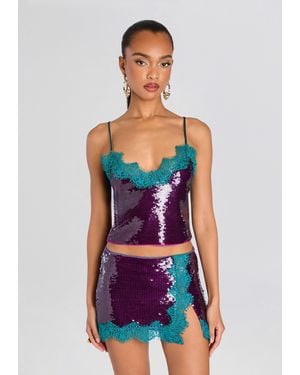retroféte Mik Sequin Top - White