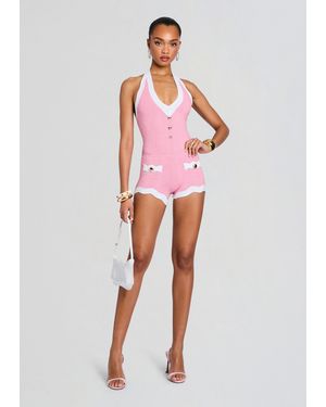 retroféte Jayde Metallic Rib Knit Romper - Red