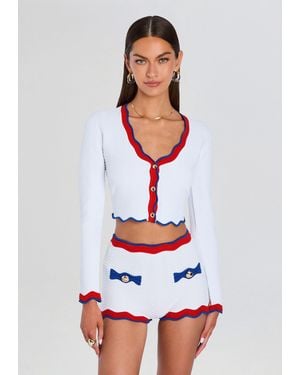 retroféte Orlaithe Rib Knit Cardigan - White
