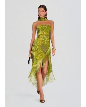 retroféte Statice Velvet Dress - Green