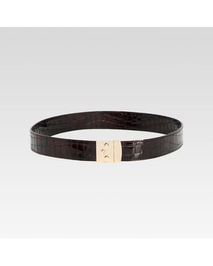 retroféte Croco Embossed Leather Belt - White