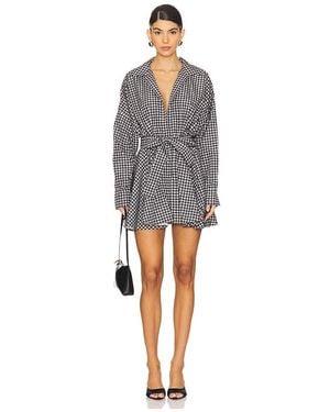Norma Kamali Oversized Shirt Flared Mini Dress - Grey