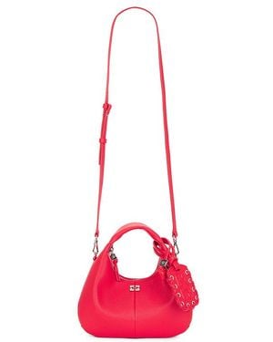 Ganni Hobo Mini Grained Bag - Red