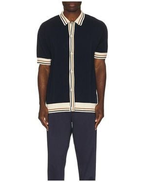 BOUND Stevie Waffle Ribbed Knit Polo - Blue
