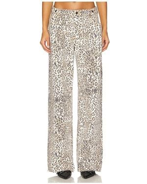 Lioness Rigid Leopard Print Boyfriend Jeans - White