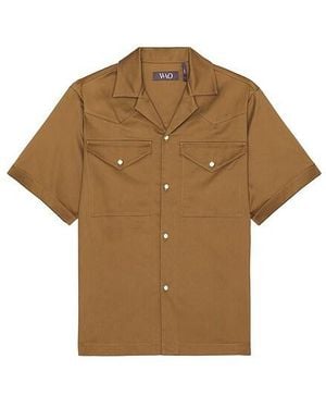 WAO Satin Western Short Sleeve Shirt - Green