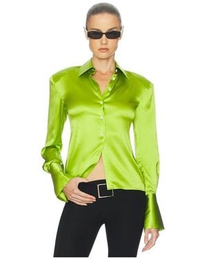 Helsa The Silk Charmeuse Shirt - Green