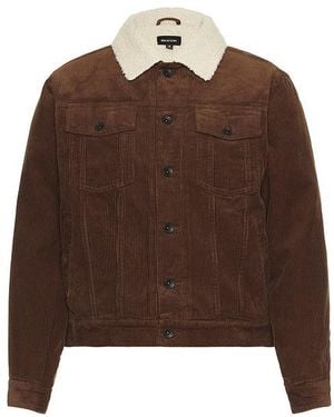 Brixton Cable Sherpa Lined Trucker Jacket - Brown