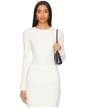 ÉTERNE Long Sleeve Fitted Top - White