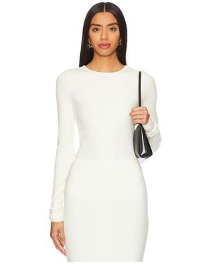 ÉTERNE Long Sleeve Fitted Top - White
