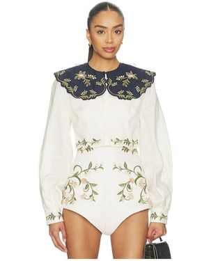Agua Bendita Blusa Cumbre En Color Crema Talla (También En M, S) - Blanco