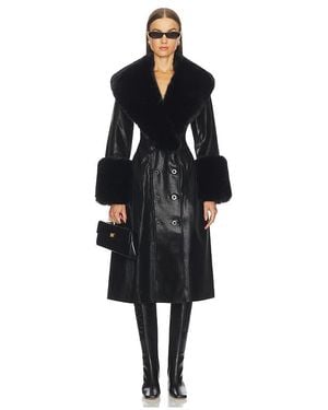 LOBA Juliette Faux Leather Coat - Black