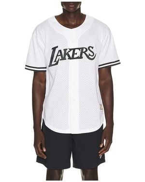 Mitchell & Ness Nba Los Angeles Lakers Monochrome Mesh Shirt - White