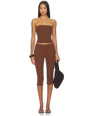 MORE TO COME Siara Capri Set - Brown