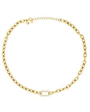 petit moments Pave Carabiner Necklace - Metallic