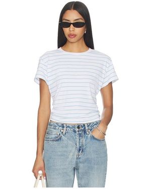 PERFECTWHITETEE Stripe Boxy Crewneck Tee - Blue