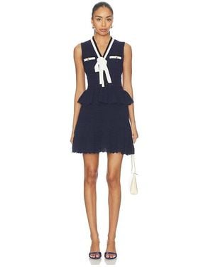 Self-Portrait Minikleid Peplum Pointelle Knit - Blau