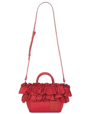 Ganni Mini Shopper Ruffle Bag - Red