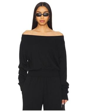 Michael Lauren Bix Off The Shoulder Sweatshirt - Black