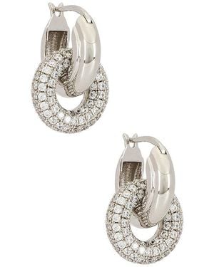 Luv Aj Aros Entrelazados De Pavé Pave Interlock En Metálico Talla En - Blanco