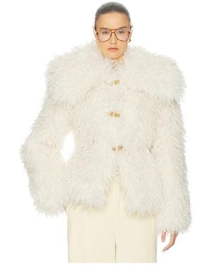 Helsa Dramatic Collar Faux Shearling Jacket - Natural