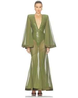Zhivago Illusion Survives Love 2 Pc Mesh Gown - Green