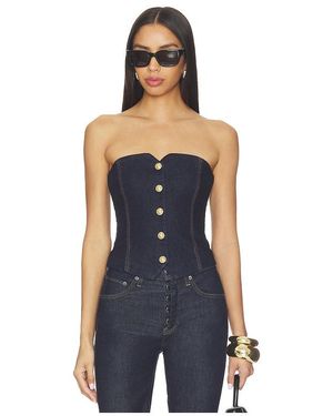 Alice + Olivia Kelcey Denim Strapless Vest Top - Blue