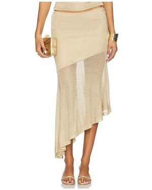 Runaway the Label Elaine Flounce Midi Skirt - Natural