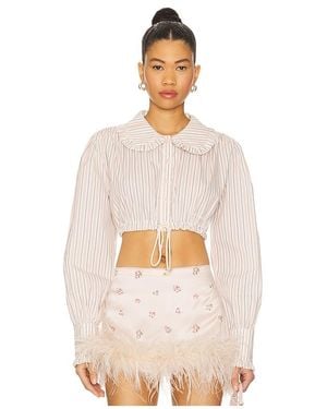 Milkwhite Crop Shirt With Collar - Natural