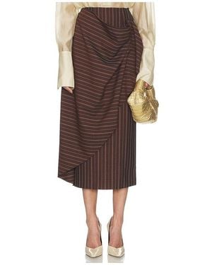 Helsa Stripe Twill Blanket Skirt - Brown