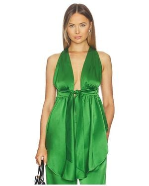 Susana Monaco Satin Peplum High Low Top - Green