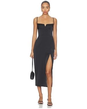 Amanda Uprichard ROBE MI-LONGUE LYRA en Black - Bleu