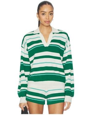 P.E Nation Retreat Stripe Collar Knit Pullover - Green