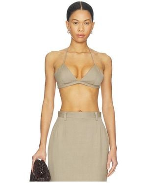 Mimchik Faux Fur Trimmed Rosie Bra - Natural