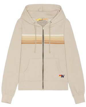 Aviator Nation 5 Stripe Zip Hoodie - Natural