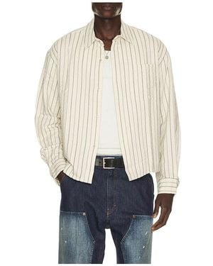 BOUND Porto Herringbone Stripe Long Sleeve Shirt - Blue
