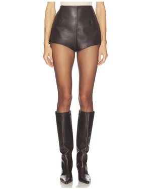 Camila Coelho Elia Leather Short En Color Chocolate Talla (También En S, Xl) - Negro