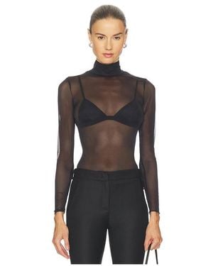 Commando Chic Mesh Long Sleeve Turtleneck - Black