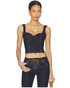 Alice + Olivia Ava Sweetheart Denim Bustier - Blue
