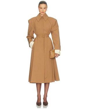 Helsa Wool Blend Midi Trench en Tan - Neutre