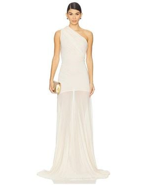 Atlein Vestido Drapeado Asimétrico Sin Mangas En Talla (También En 36, 38, 40) - Blanco