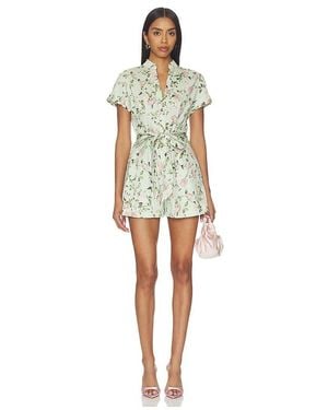 Alice + Olivia Lucy Roll Sleeveless Button Down Romper - Multicolour