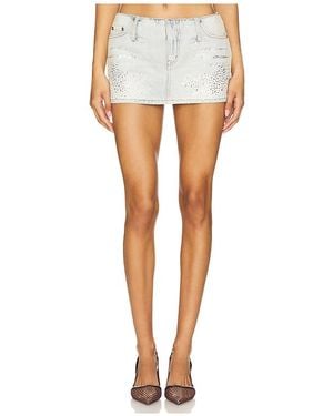 MARRKNULL Embellished Denim Mini Skirt - White