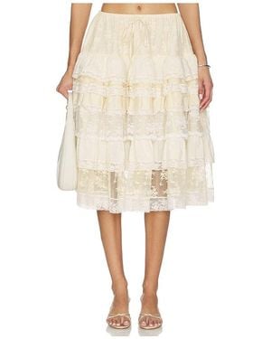 YUHAN WANG Tiered Lace Ruffle Skirt - Natural